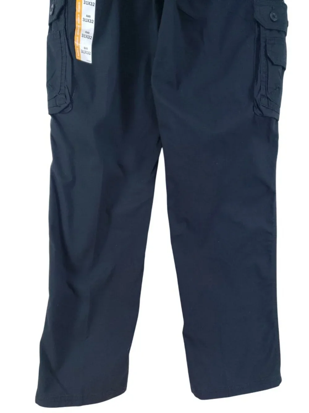 Lee Mens Relaxed Fit Cargo Pants 31x32 Black Ripstop High Rise Straight Leg